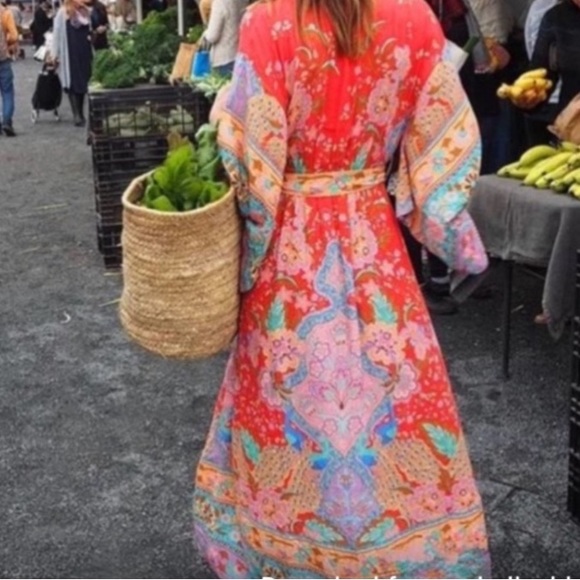 ❤️ BOHO RED FLORAL KAFTAN DRESS - Picture 12 of 17